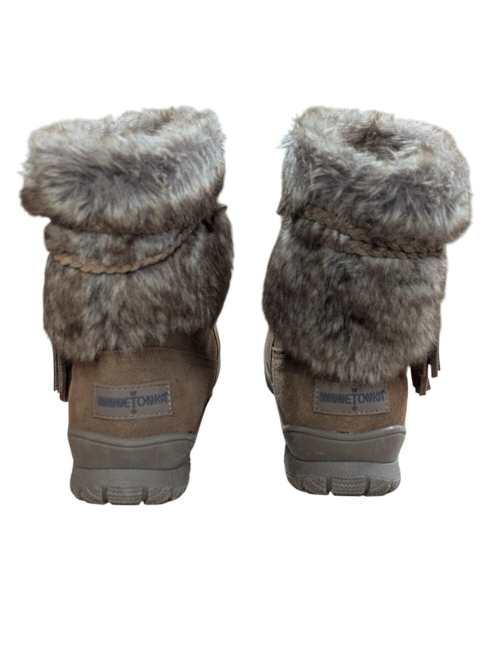 Minnetonka Suede Everett Boot Brown Faux Fur Size 8 - Picture 3 of 12